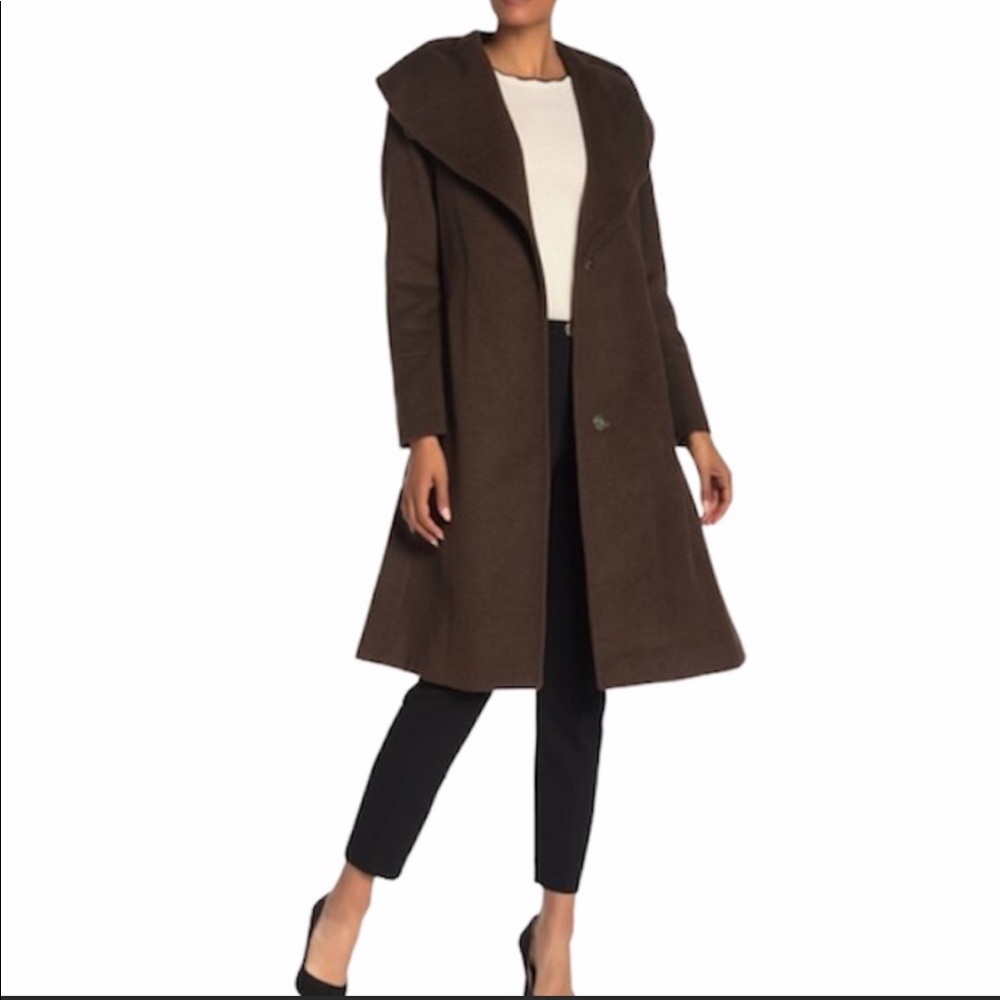 Cole Haan shawl collar belted wool blend jacket